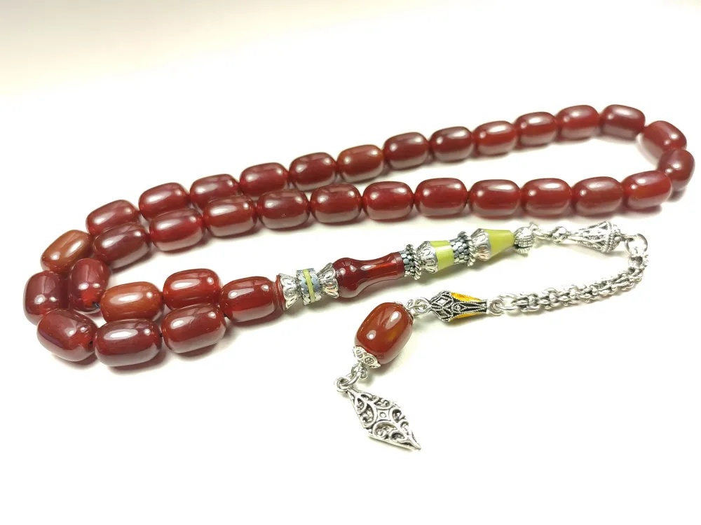 925 Ayar Gümüş Nakkaş Aykırı Renk Sıkma Kehri̇bar küçük resim 3