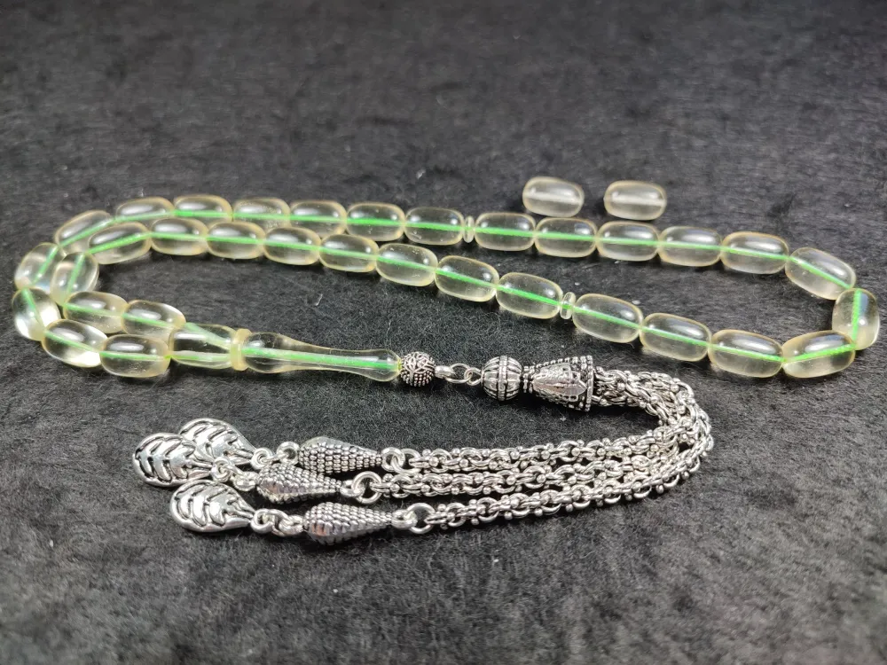 19.03 Gr. Gümüş Püsküllü 0.6 Şeffaf Deli̇m Damla Kehri̇bar (Su Damlası) küçük resim 5