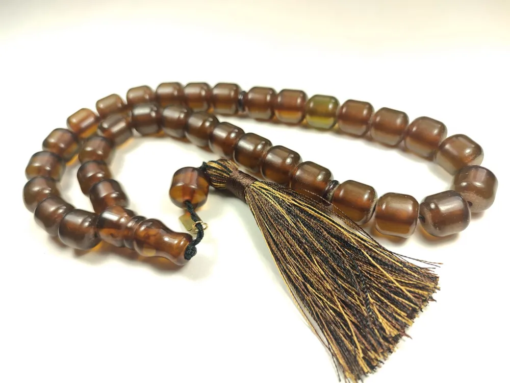 Ebu Zeyn Usta İşi̇ İmzalı İri̇ Boy Buğulu Hamur  Sıkma Kehri̇bar küçük resim 2