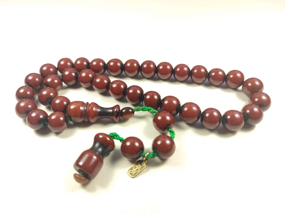 Muhammed Dabbas Usta İşi̇ İmzalı Anti̇k Model Sıkma Kehri̇bar küçük resim 2