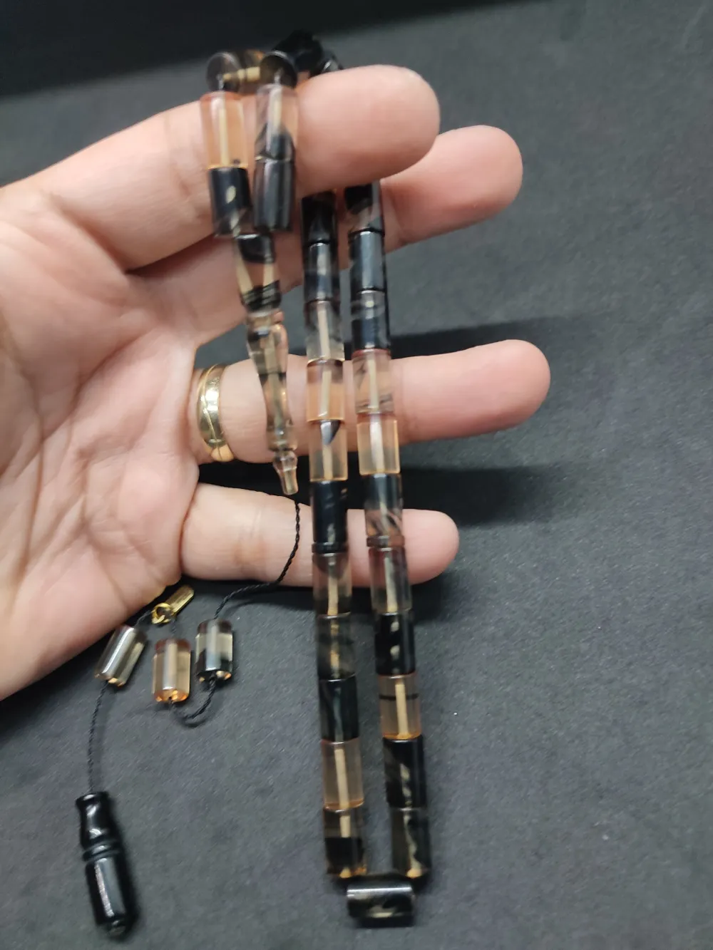 Uğur Şener Usta Eseri̇ 0.6 Şeffaf Deli̇m Çi̇ft Kat Ci̇lalı Ok Gi̇bi̇ Sıkma Kehri̇bar küçük resim 3