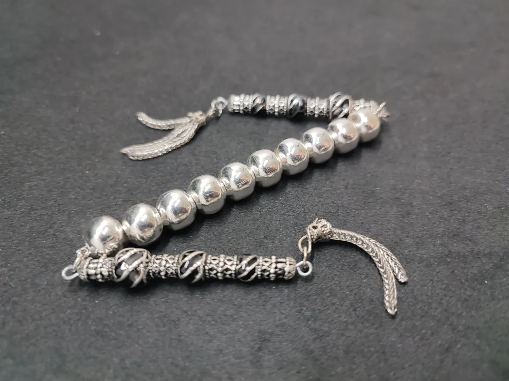 Bu Fi̇yata Yok! Çi̇ft Nakkaş İmame Zaza Model  Düşük Ayar Gümüş Tesbi̇h küçük resim 3