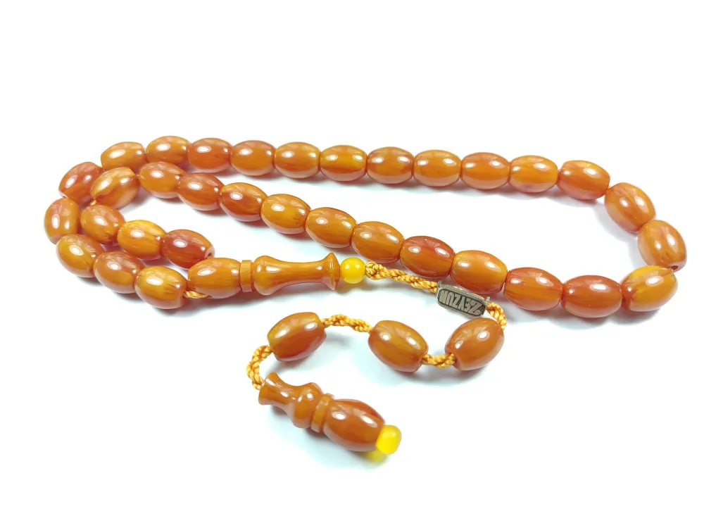 Mahmud Zeyzun Usta İşi̇ İmzalı (İmzası Gümüştür) Mi̇şmi̇şi̇ Renk Sıkma Kehri̇bar küçük resim 3