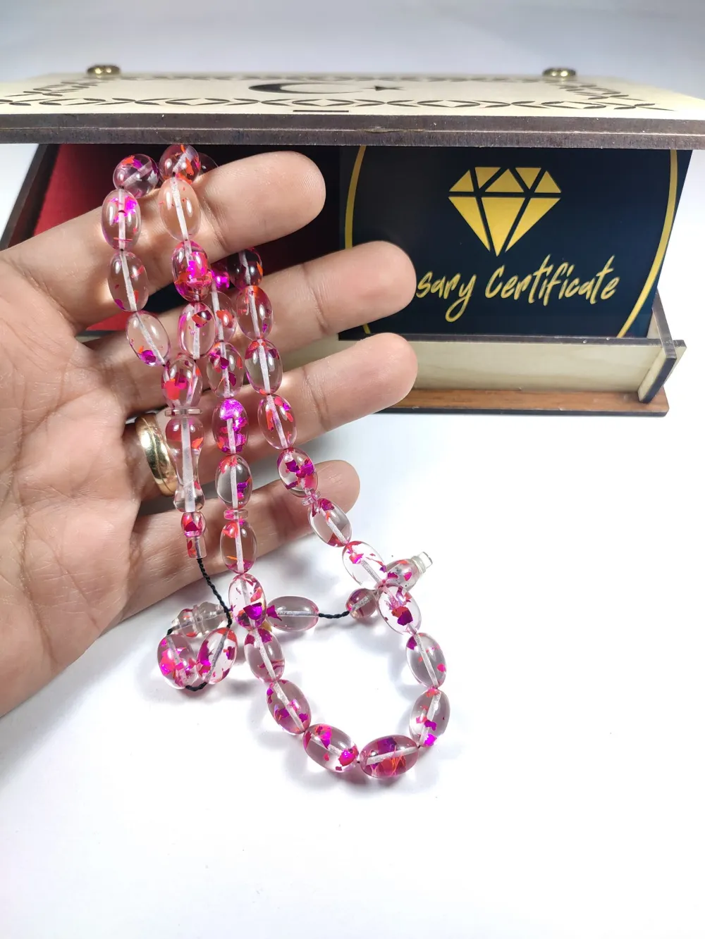 Furkan Gül Usta İşi̇ Gömme Kutulu Dıamond Shıne (Altın Varaklı) Ateş-İ Kehri̇bar küçük resim 3