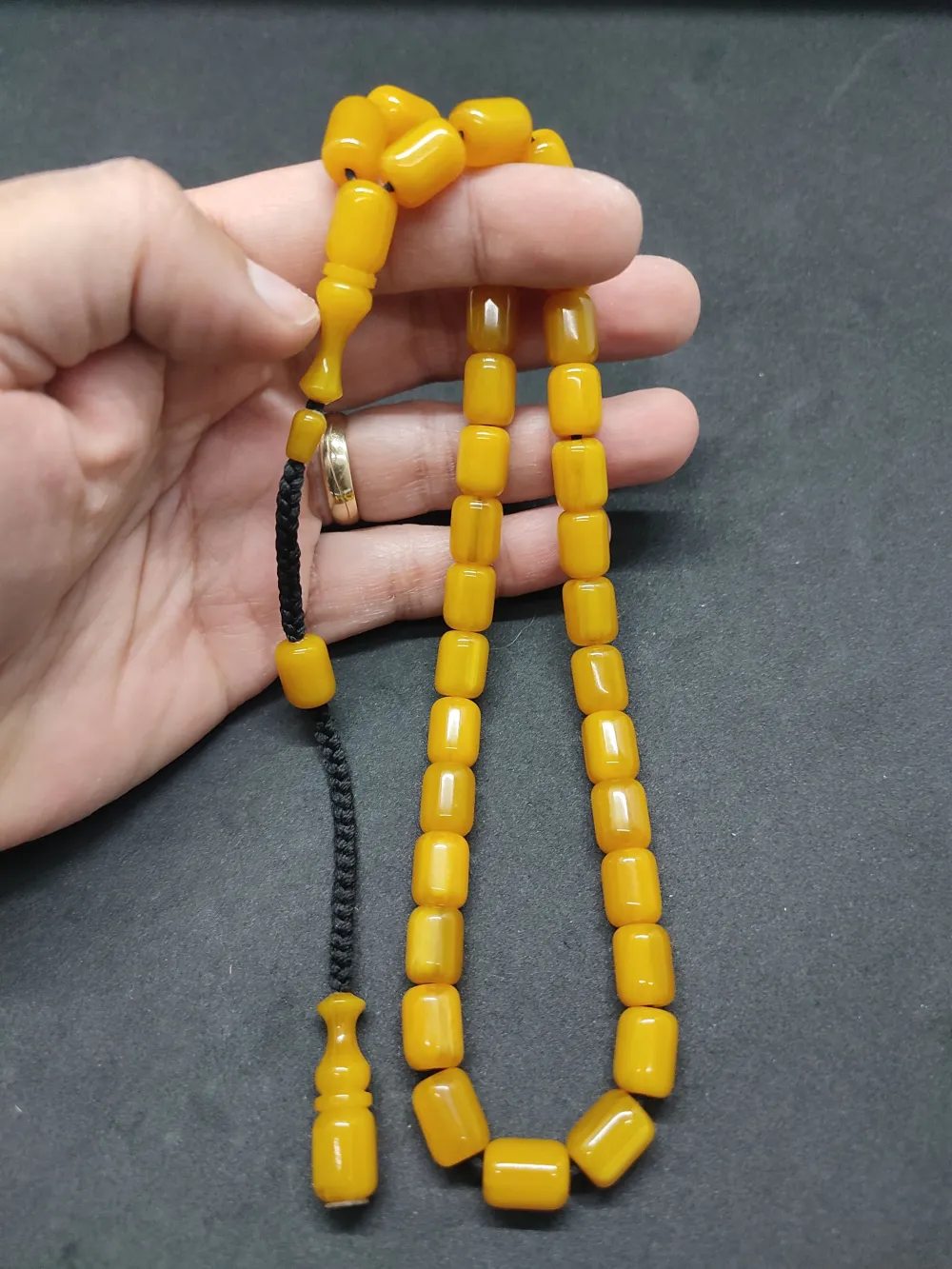 İsa Balkaya Usta Eseri̇  Eski̇ Usul Kat Kat İpe Di̇zi̇li̇ Eski̇ Sıkma Kehri̇bar küçük resim 5