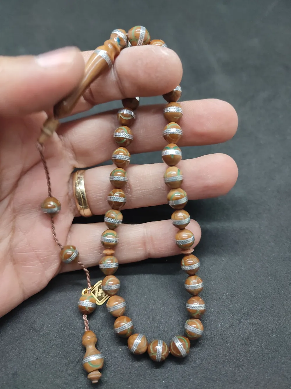 Hali̇l Hi̇lmi̇ Usta Eseri̇ Malahi̇t İşlemeli̇ Düşük Ayar Gümüş Sarmal Kuka küçük resim 5