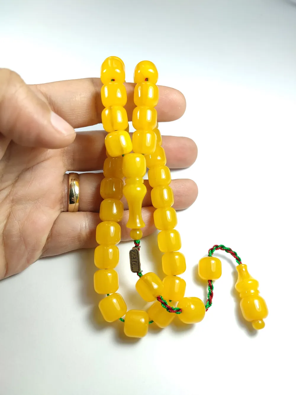 Mahmud Zeyzun Usta İşi̇ İmzalı Mühürlü (İmzası Gümüştür) Sıkma Kehri̇bar küçük resim 5