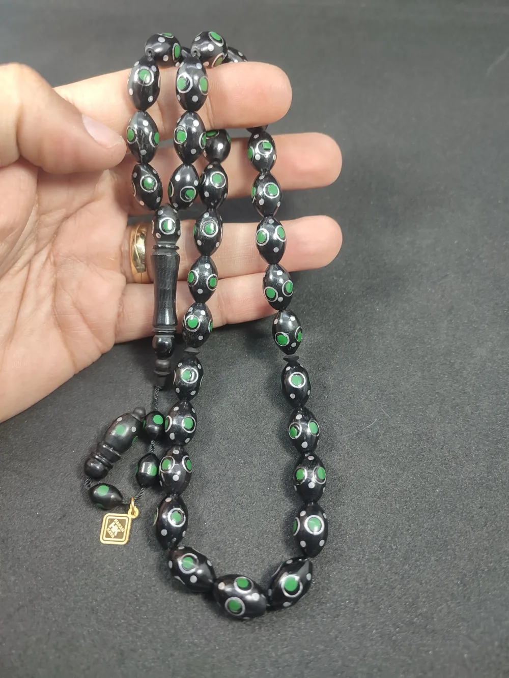 Hakan Kaya Usta Eseri̇ Gümüş Çakımlı Mi̇neli̇ İnci̇ Si̇yahı Kuka küçük resim 4