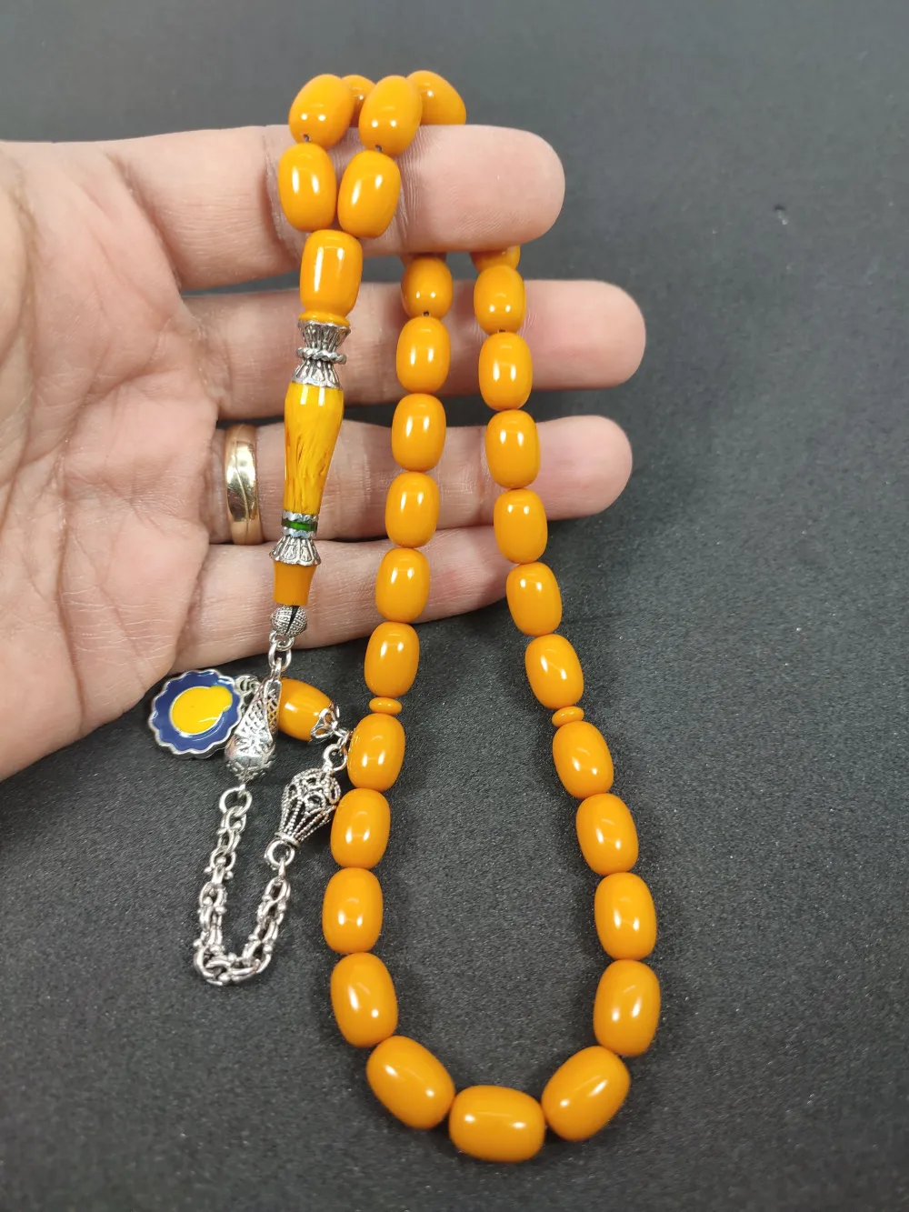 Şevket Alkan Usta İşi̇ 925 Ayar Gümüş Nakkaş İmame  Sıkma Kehri̇bar küçük resim 4