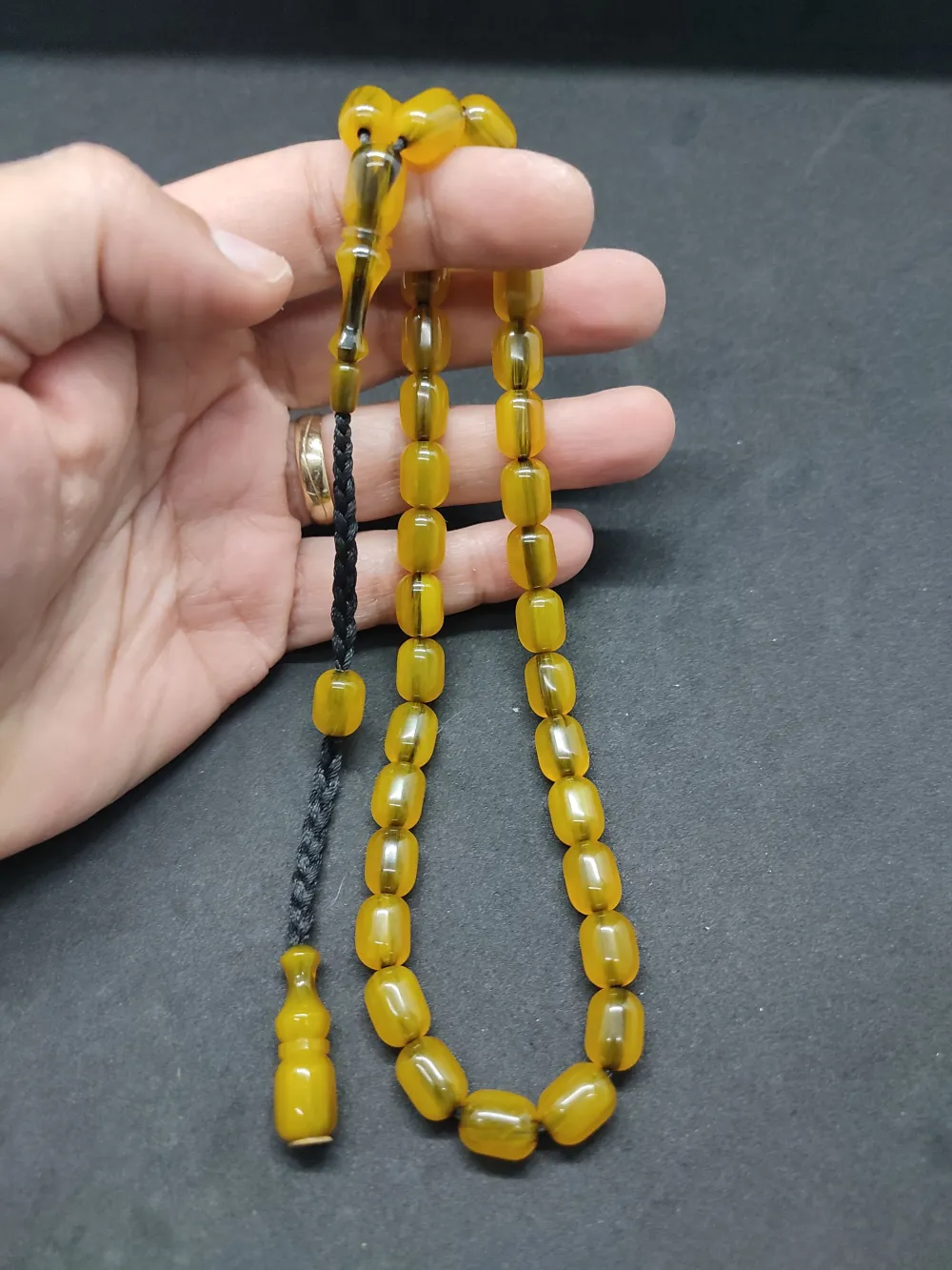 İsa Balkaya Usta Eseri̇  Eski̇ Usul Kat Kat İpe Di̇zi̇li̇ Eski̇ Sıkma Kehri̇bar küçük resim 5