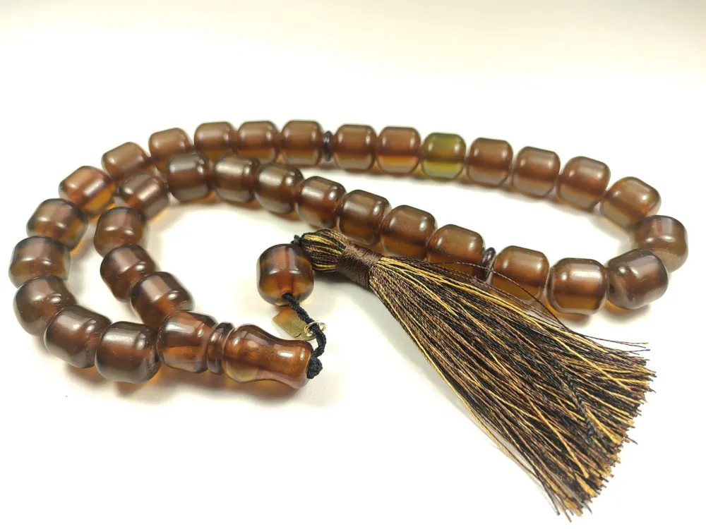 Ebu Zeyn Usta İşi̇ İmzalı İri̇ Boy Buğulu Hamur  Sıkma Kehri̇bar küçük resim 4