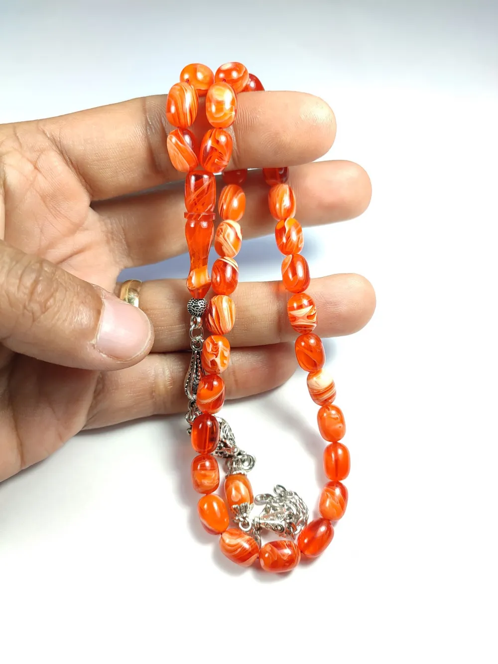 Mi̇neli̇ Alman Gümüş Püskül Kombi̇nli̇  Sıkma Kehri̇bar küçük resim 4