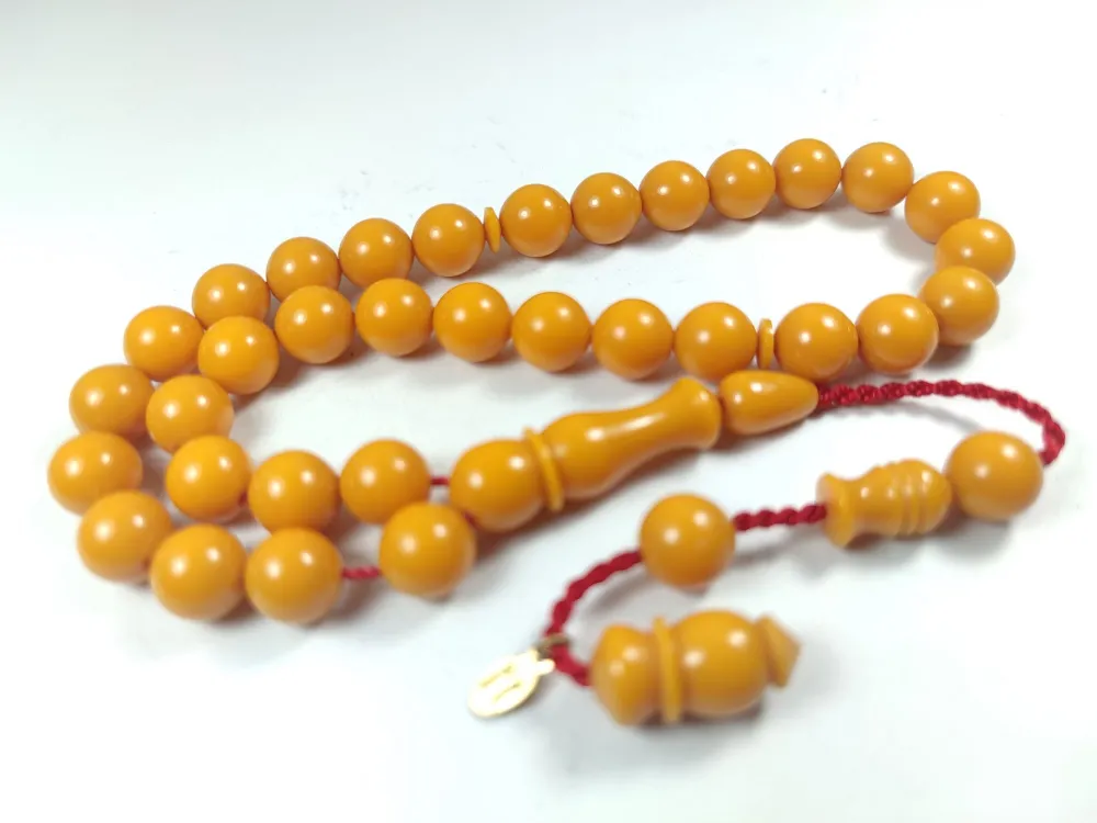 Junai̇d Hasan Usta İşi̇ İmzalı Mühürlü Sıkma Kehri̇bar