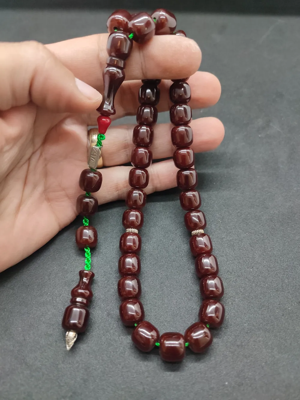 Zeyzun Usta Eseri̇ Di̇k Damar (İmza Çi̇vi̇ Ara Pulları Gümüş) Sıkma Kehri̇bar küçük resim 5