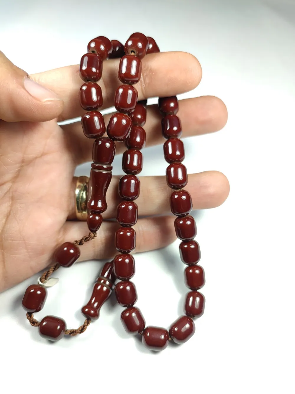 Dabbas Usta İşi̇ İmzalı (İmzası Gümüştür) Sıkma Kehri̇bar küçük resim 5