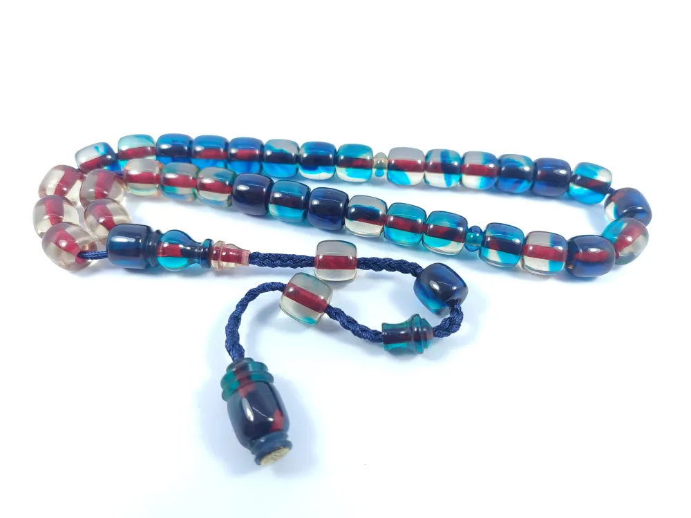 İsa Balkaya Usta Eseri̇  Eski̇ Usul Kat Kat İpe Di̇zi̇li̇ Eski̇ Objeden Ateş Kehri̇bar küçük resim 2