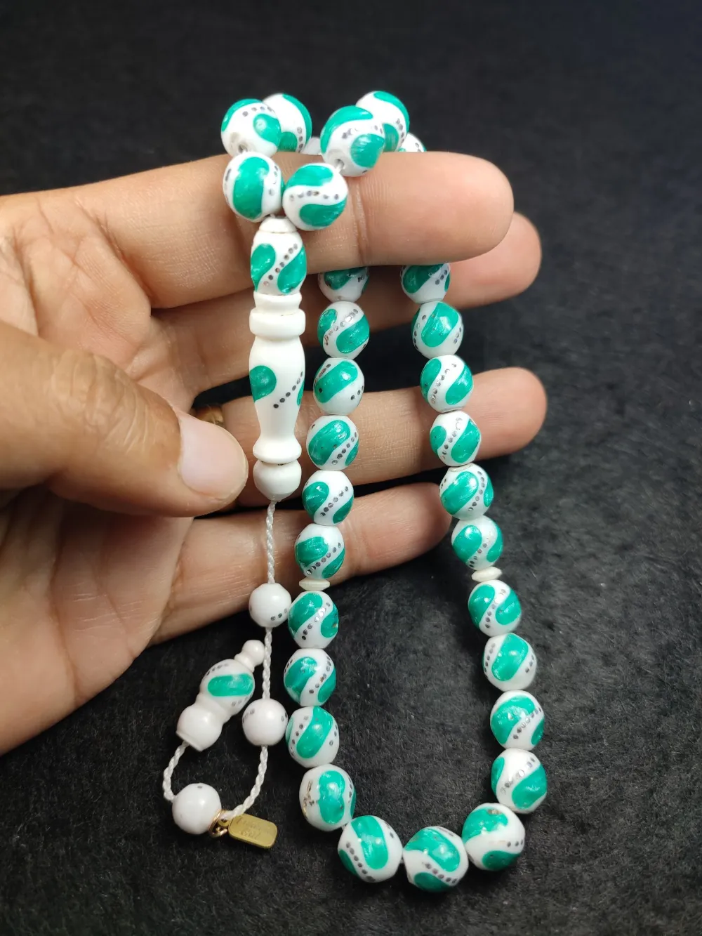 Furkan Gül Usta İşi̇ İmzalı 925 Ayar Gümüş Çakımlı Mi̇neli̇ Deve Kemi̇ği̇ küçük resim 4