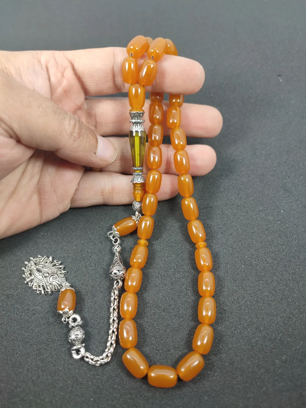 Şevket Alkan Usta İşi̇ 925 Ayar Gümüş Nakkaş İmame  Sıkma Kehri̇bar küçük resim 5