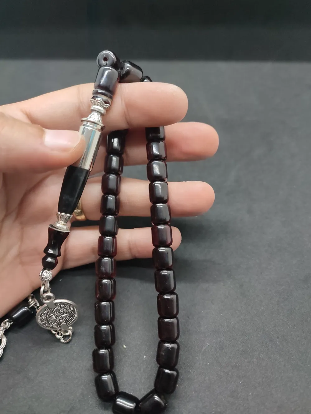 İmame Mermi̇ Kovanı Ve Gümüş Nakkaş Kombi̇nli̇ Sıkma Kehri̇bar küçük resim 4