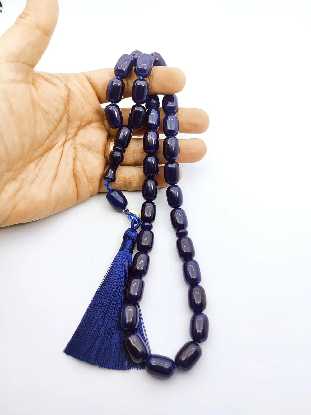 Ebu Zeyn Usta Eseri̇ İmzalı İri̇ Boy 12 Kat İpe Di̇zi̇li̇ Eski̇ Usul Sıkma Kehri̇bar küçük resim 4