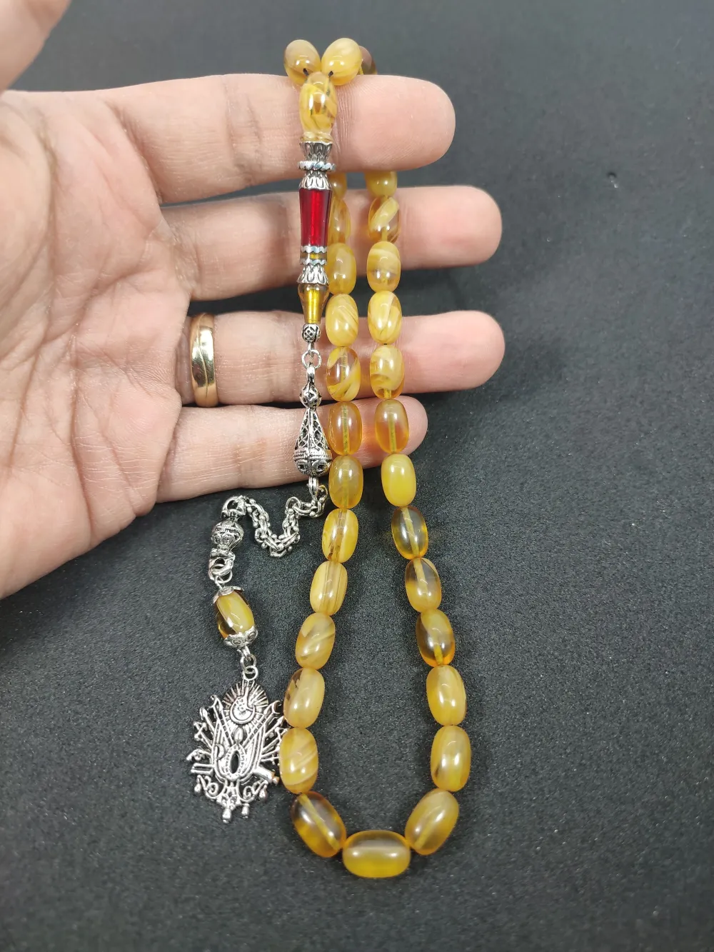 Şevket Alkan Usta İşi̇ 925 Ayar Gümüş Nakkaş İmame  Sıkma Kehri̇bar küçük resim 4