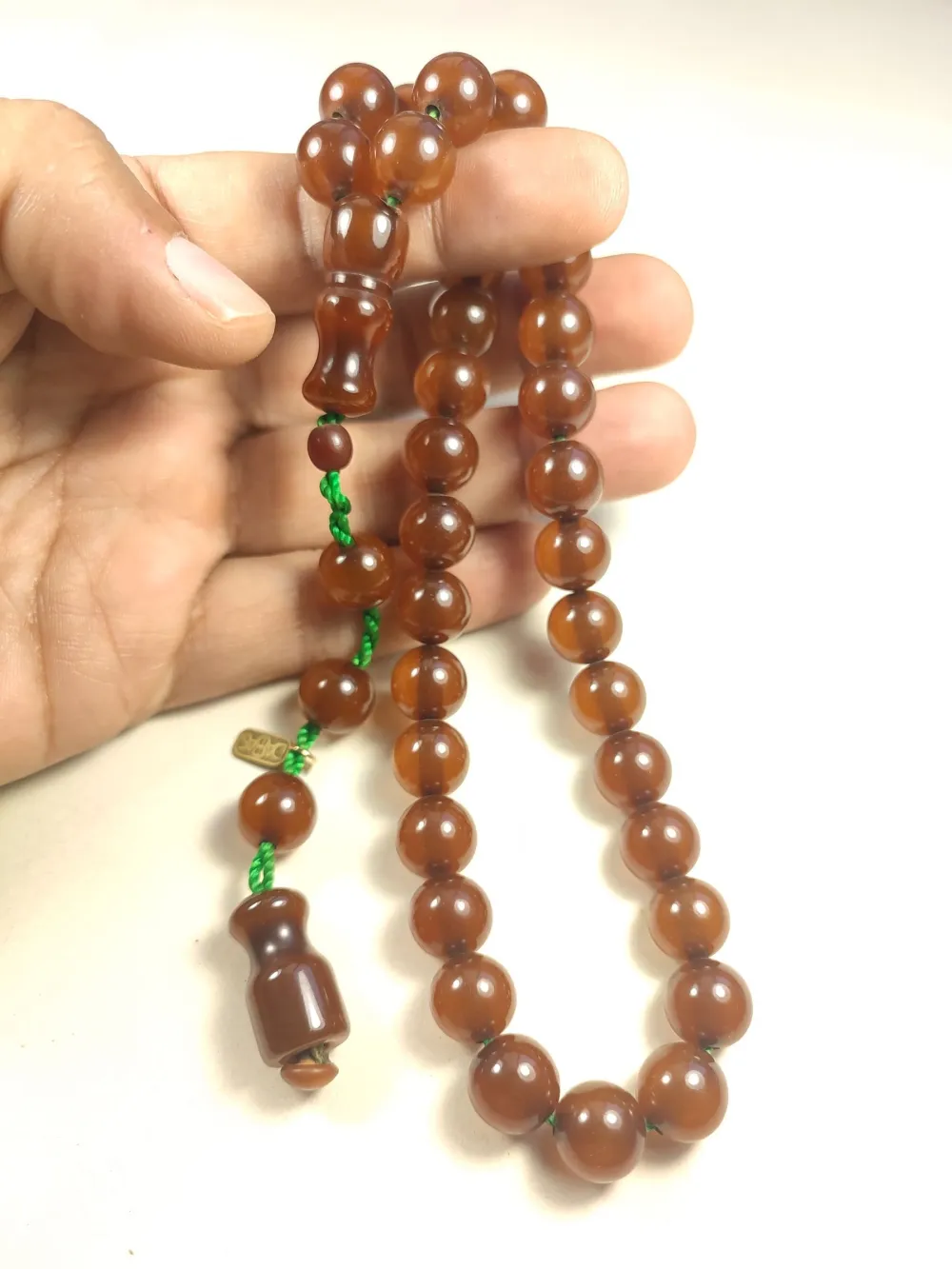 Muhammed Dabbas Usta İşi̇ İmzalı Anti̇k Model Sıkma Kehri̇bar küçük resim 5