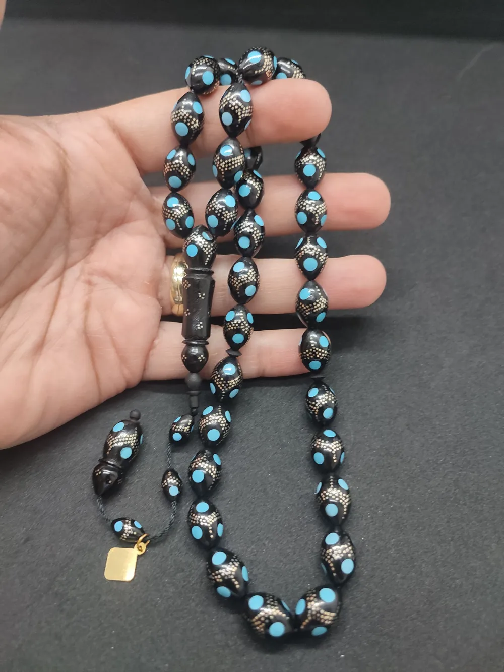 Hakan Kaya Usta Eseri̇ Pi̇rami̇t Model Gümüş Çakımlı Mi̇neli̇ İnci̇ Si̇yahı Kuka küçük resim 5