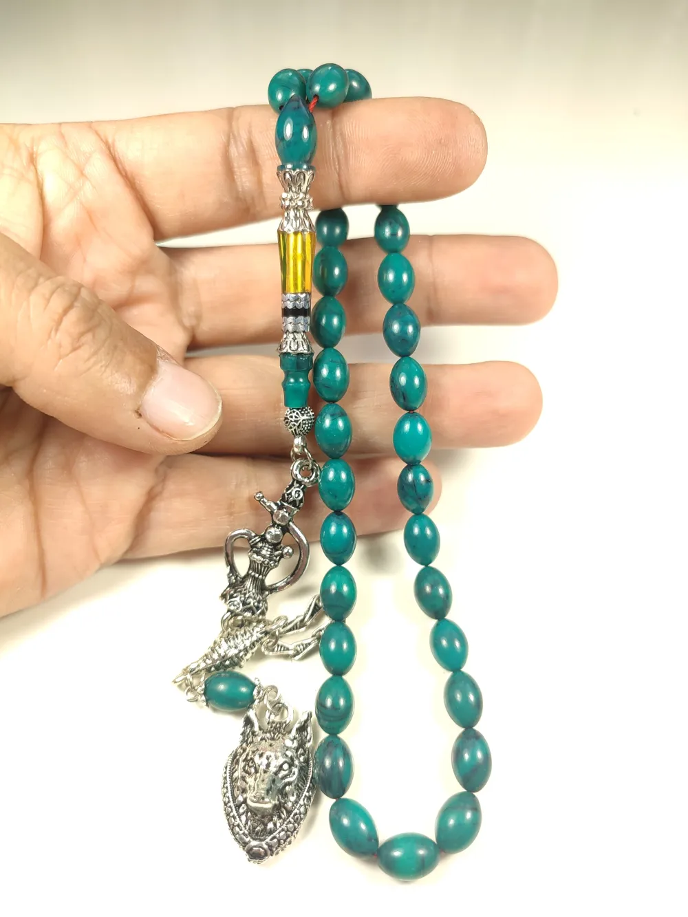 925 Ayar Gümüş Nakkaş İp Yolu Eski̇tme Multi̇ Color Sıkma Kehri̇bar küçük resim 5