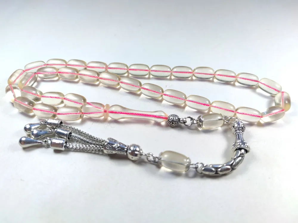 15.72 Gr. Gümüş Püsküllü 0.6 Şeffaf Deli̇m Damla Kehri̇bar (Su Damlası) küçük resim 5