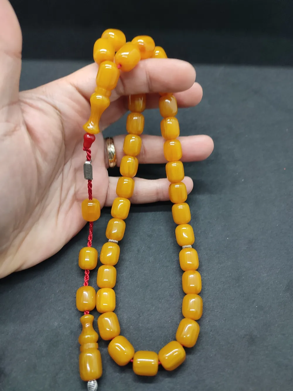 Zeyzun Usta Eseri̇ (İmza Çi̇vi̇ Ara Pulları Gümüş) Sıkma Kehri̇bar küçük resim 4