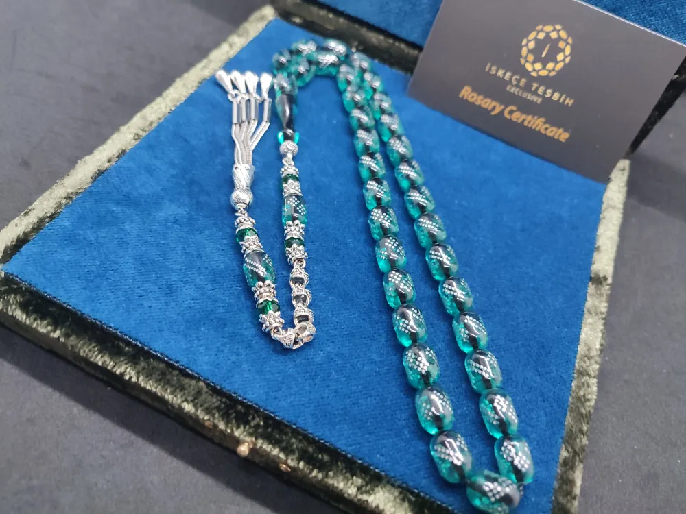 925 Ayar Gümüş Çakımlı 475 Ayar Gümüş Püsküllü Ateş-İ Kehri̇bar küçük resim 3