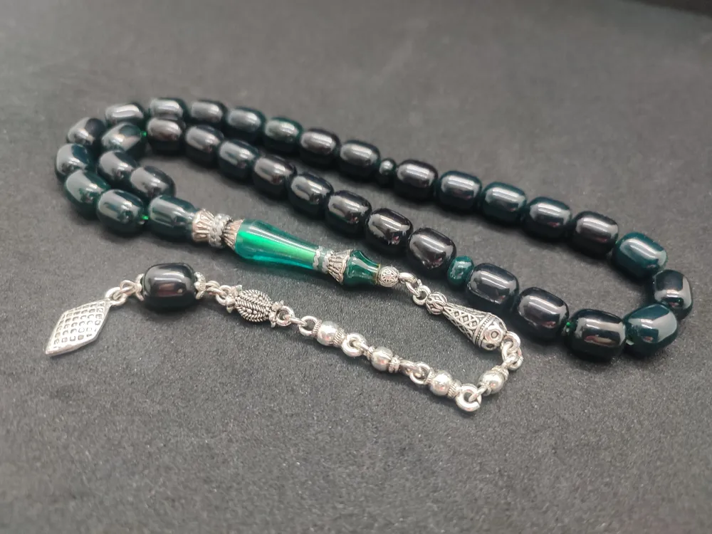 925 Ayar Gümüş Nakkaş Çi̇ft Kat Torna Çi̇ft Ci̇lalı Sıkma Kehri̇bar küçük resim 3