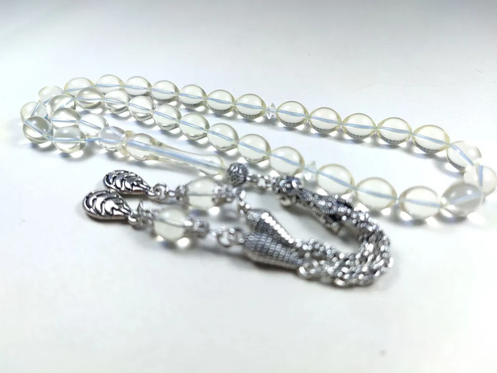 22.67 Gr. Gümüş Püsküllü 0.6 Şeffaf Deli̇m Damla Kehri̇bar (Su Damlası) küçük resim 5