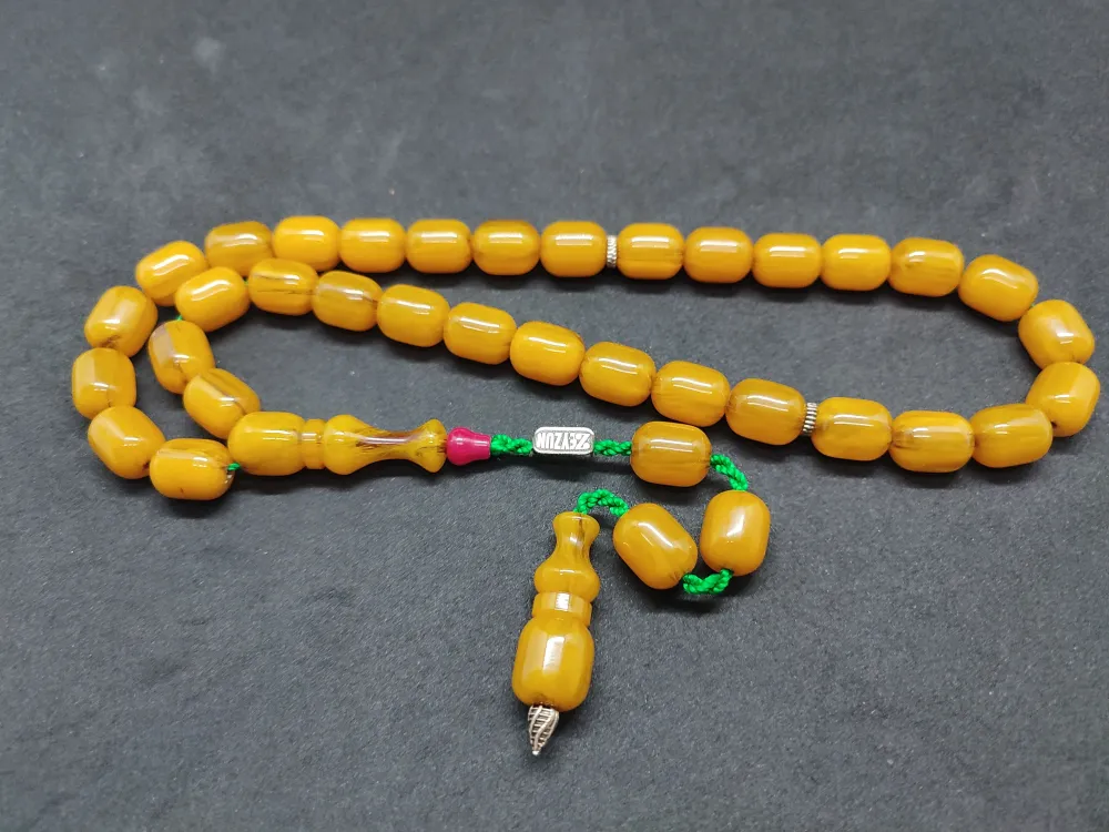 Zeyzun Usta Eseri̇ Di̇k Damar (İmza Çi̇vi̇ Ara Pulları Gümüş) Sıkma Kehri̇bar küçük resim 3