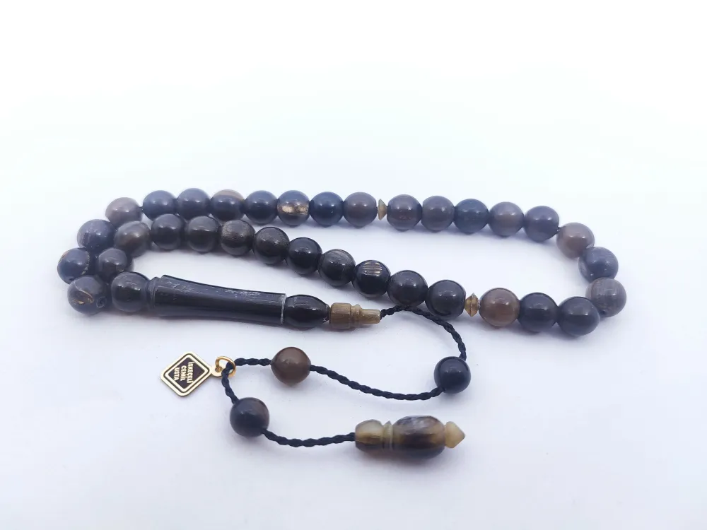 İskeçeli̇ Cemi̇l Usta Eseri̇ İmame Hi̇tame Eski̇tme Yapılmış Damarlı  Bufalo Boynuzu küçük resim 2