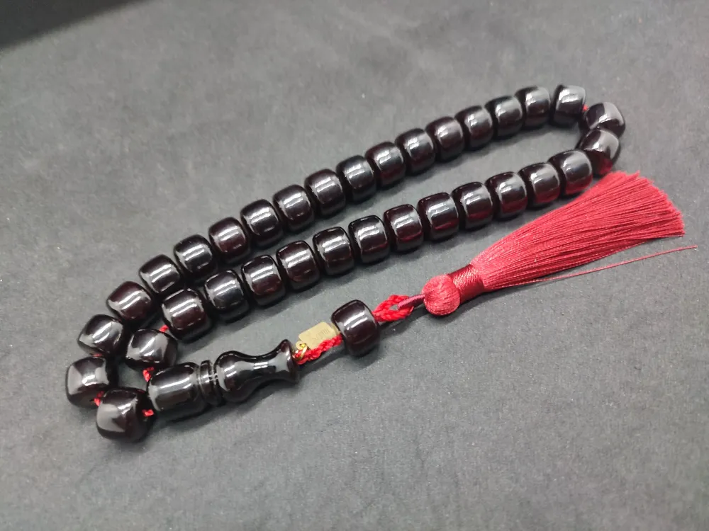 Ebu Zeyn Usta Eseri̇ İmzalı İri̇ Boy 12 Kat İpe Di̇zi̇li̇ Eski̇ Usul Sıkma Kehri̇bar küçük resim 2