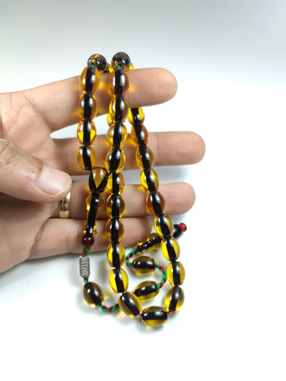 Mahmud Zeyzun Usta İşi̇ İmzalı (İmzası Gümüştür) Sıkma Kehri̇bar küçük resim 4