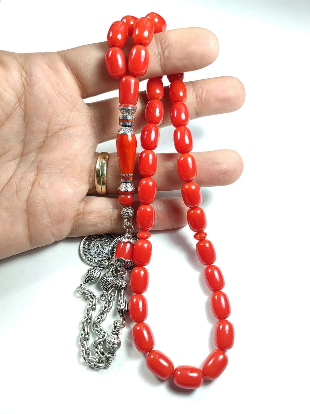 Gümüş Kaplama Püsküllü  Ayar Gümüş Nakkaş İmame Katali̇n küçük resim 4