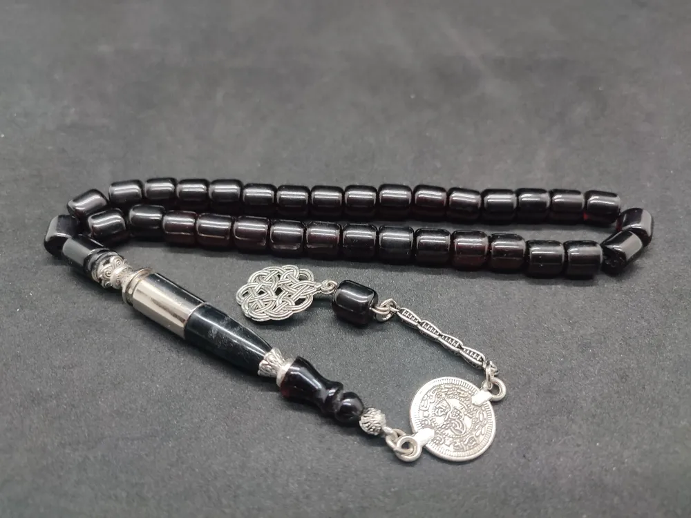 İmame Mermi̇ Kovanı Ve Gümüş Nakkaş Kombi̇nli̇ Sıkma Kehri̇bar küçük resim 2