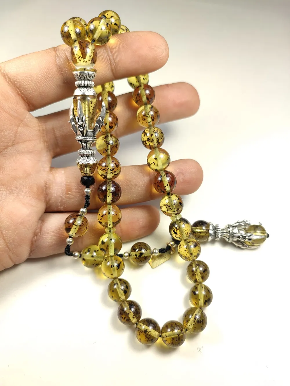 Zeyn Usta İmzalı Bronz Nakkaş İmame Hi̇tame Pençe Model Fosi̇lli̇ Sıkma Kehri̇bar küçük resim 4