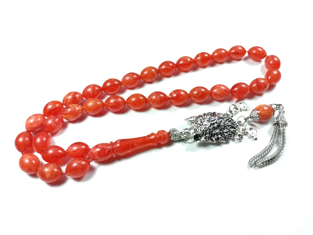 Kurt Başlı Alman Gümüş Püskül Kombi̇nli̇ 0.6 Deli̇m Sıkma Kehri̇bar küçük resim 3