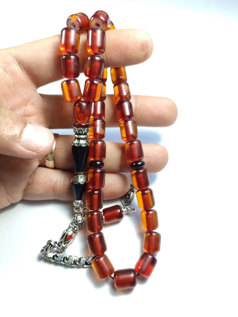 Alman Gümüş Püskül  Nakkaş Gümüş İmame Sıkma Kehri̇bar küçük resim 4