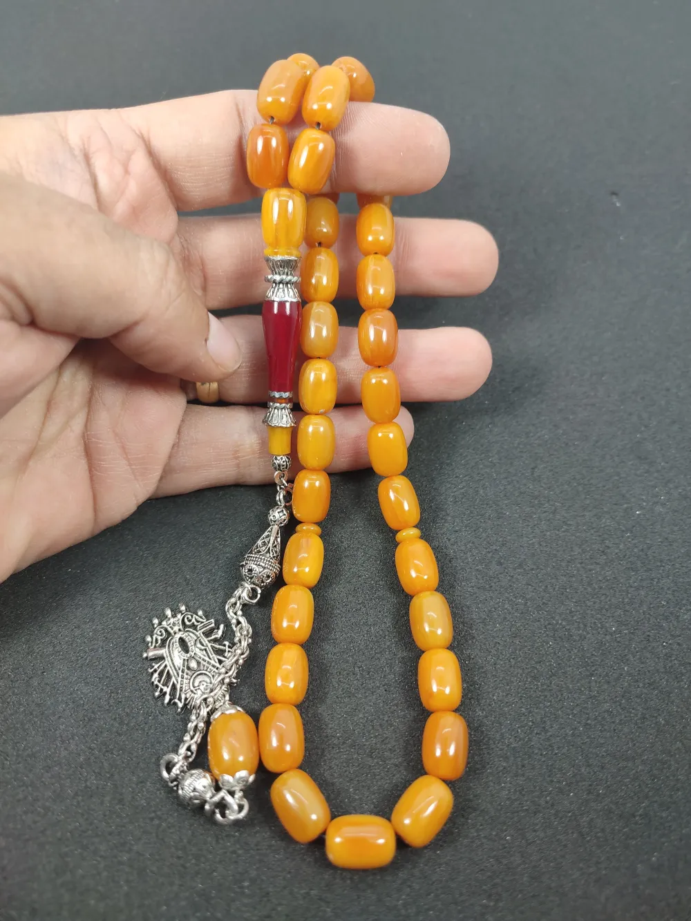 Şevket Alkan Usta İşi̇ 925 Ayar Gümüş Nakkaş İmame  Sıkma Kehri̇bar küçük resim 5