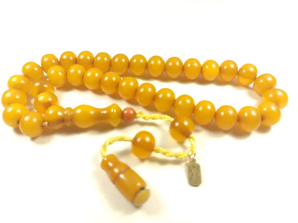 Muhammed Dabbas Usta İşi̇ İmzalı Anti̇k Model Sıkma Kehri̇bar küçük resim 3