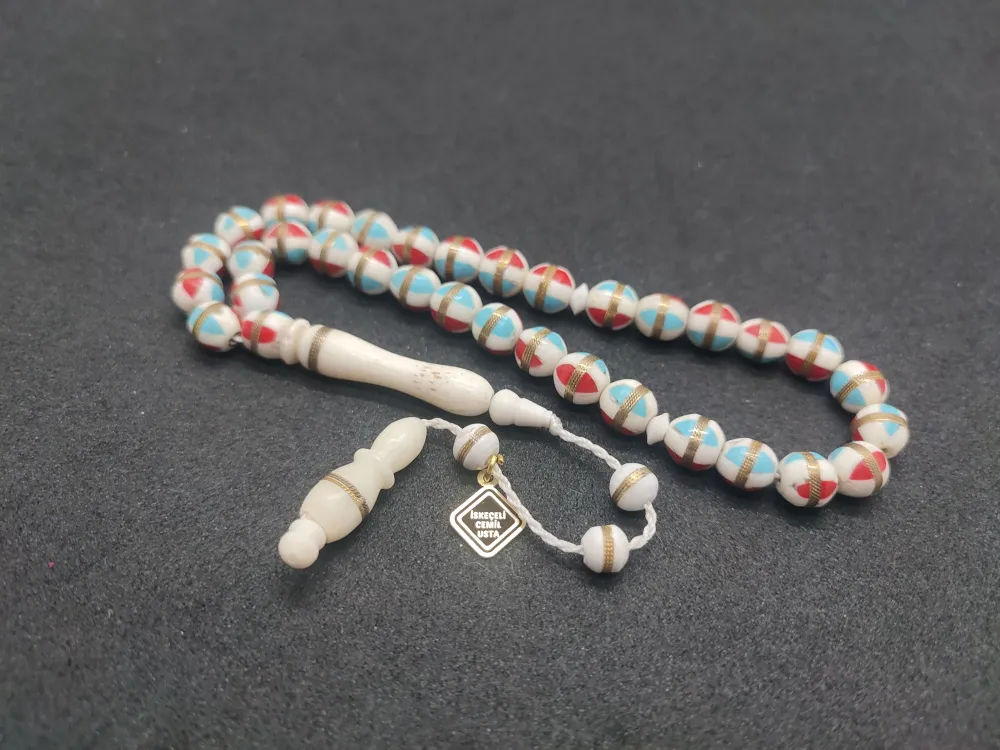 İskeçeli̇ Cemi̇l Usta Eseri̇ Gümüş Sarmal Ve Mi̇neli̇ Bi̇lek Boy Deve Kemi̇ği̇