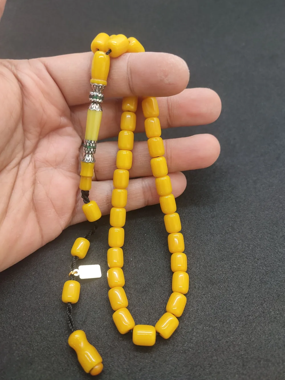 Zeyn Usta Eseri̇ Gümüş Nakkaş El Boy Sıkma Kehri̇bar küçük resim 4