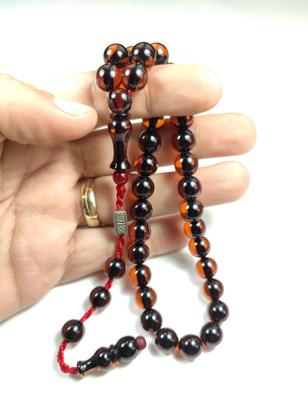 Mahmud Zeyzun Usta İşi̇ İmzalı (İmzası Gümüştür) Sıkma Kehri̇bar küçük resim 4