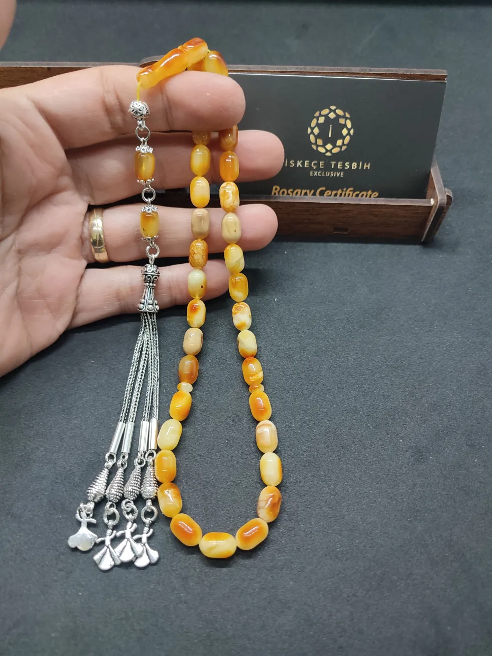 Ahşap Kutulu  6.75 Gr. Gümüş Püsküllü Toprak Fosi̇lli̇ 13.20 Gr. Rus Kaya Damla küçük resim 4