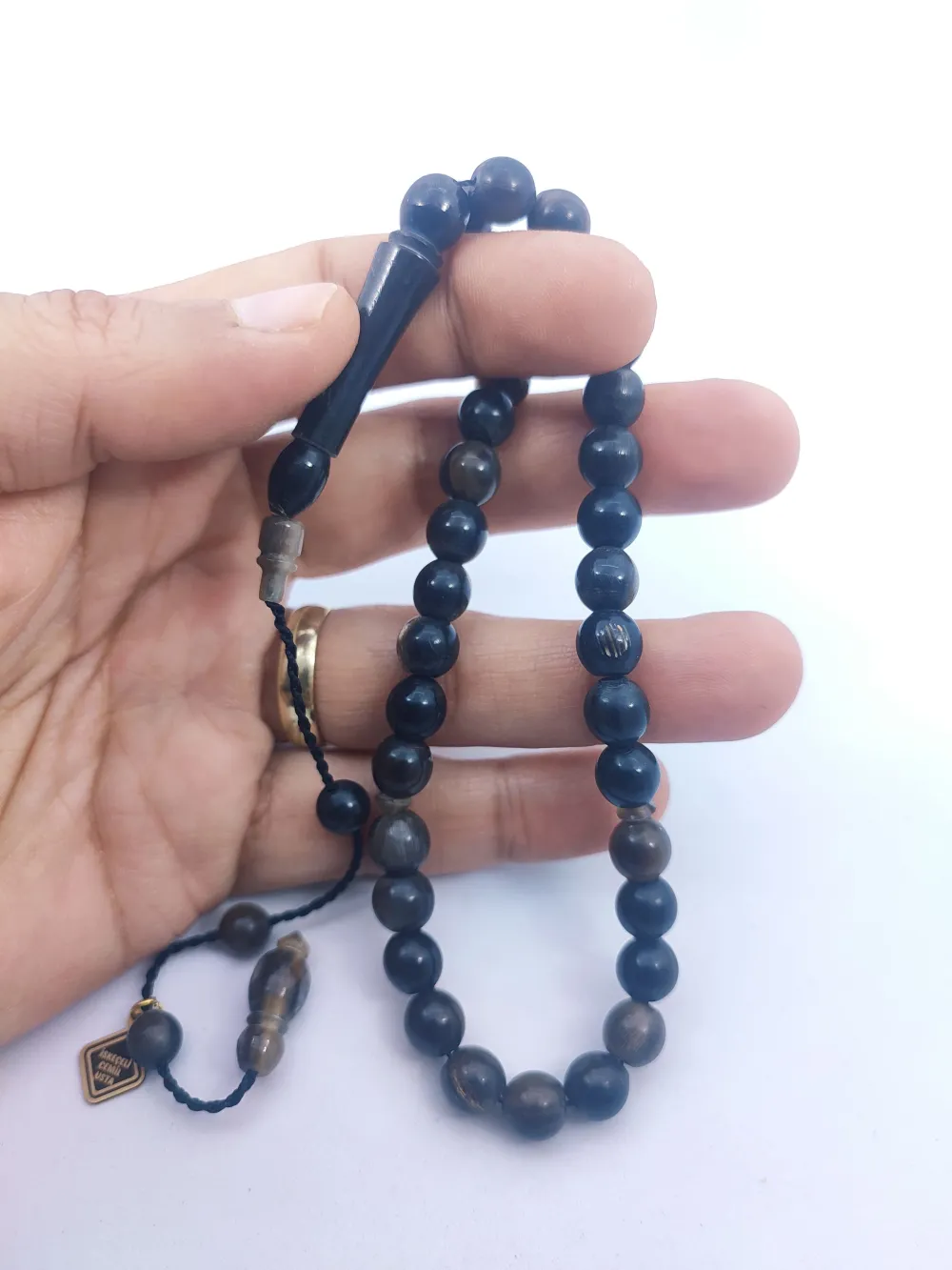 İskeçeli̇ Cemi̇l Usta Eseri̇ İmame Hi̇tame Eski̇tme Yapılmış Damarlı  Bufalo Boynuzu küçük resim 4