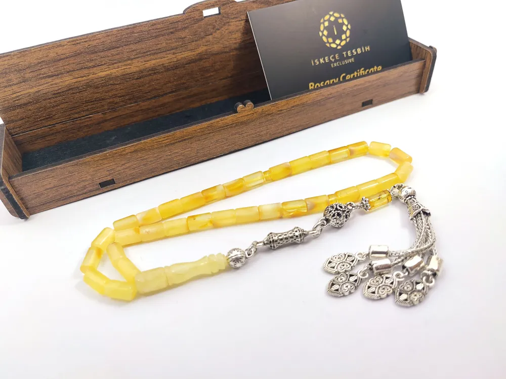 Gümüş Püsküllü İskeçeli̇ Cemi̇l Usta Eseri̇ 11.70 Gr. Li̇tfanya Kaya Damla Kehri̇bar